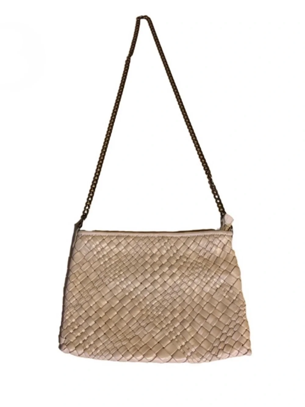 FALOR WOVEN NATURAL TAUPE LEATHER DETACHABLE CROSSBODY 